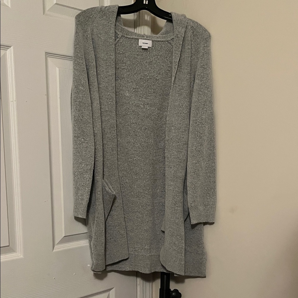 Women's Hooded Gray Oversized Cardigan